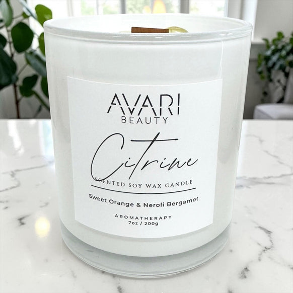 Citrine Candle – Energy, Abundance & Joy | Orange Neroli Bergamot Candle