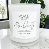 Rose Quartz Candle – Self Love & Emotional Healing | Rose Amber Musk Candle