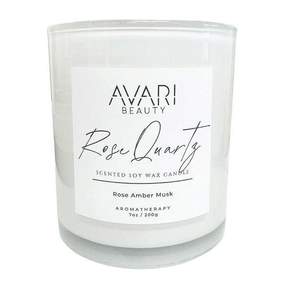Rose Quartz Candle – Self Love & Emotional Healing | Rose Amber Musk Candle