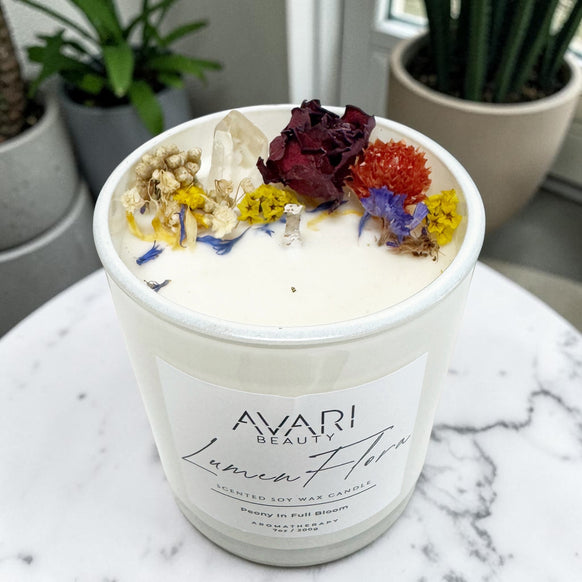 Lumen Flora Candle – Softness, Beauty & Renewal | Peony Floral Soy Candle