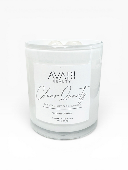 Clear Quartz Candle – Clarity & Grounded Energy | Cypress Amber Candle
