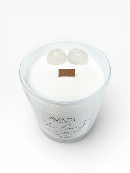 Clear Quartz Candle – Clarity & Grounded Energy | Cypress Amber Candle