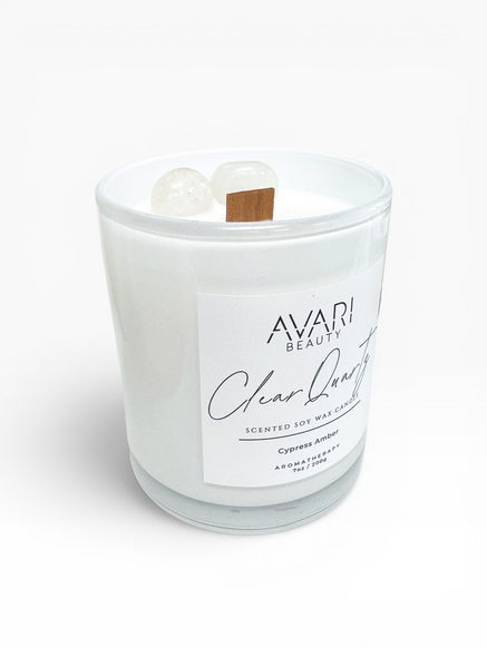 Clear Quartz Candle – Clarity & Grounded Energy | Cypress Amber Candle