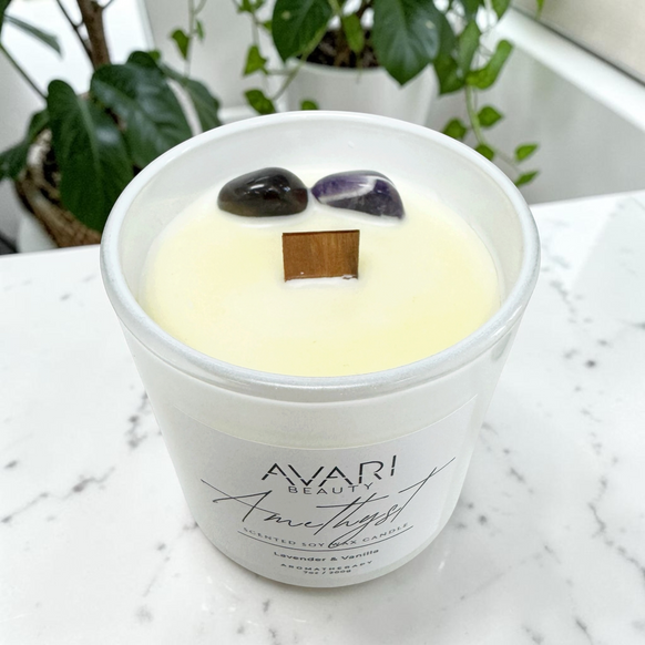 Amethyst Candle – Calm, Clarity & Rest | Lavender Vanilla Soy Candle